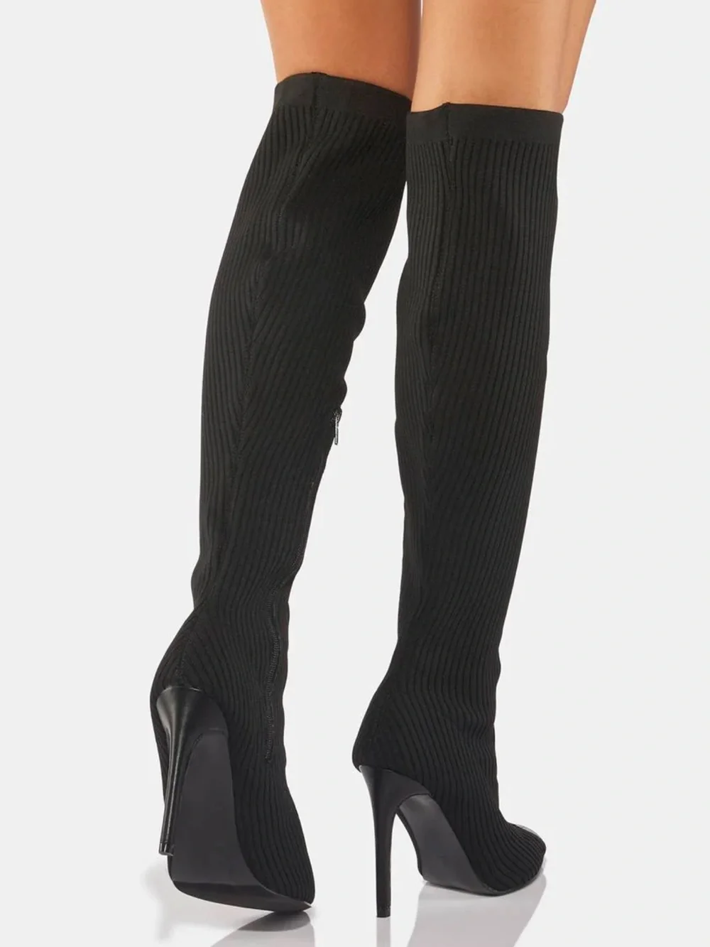Over-the-Knee Lace-Up Boots - Black